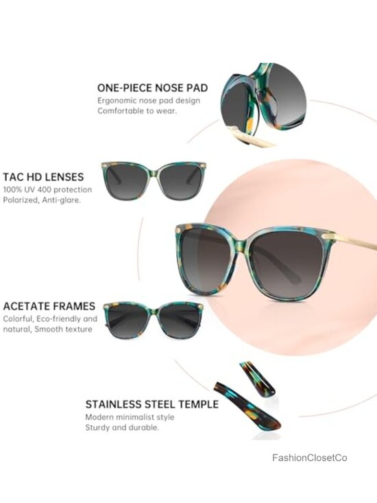 Lightweight Acetate Cat Eye Polarized Sunglasses with Case, UV400 main image 6